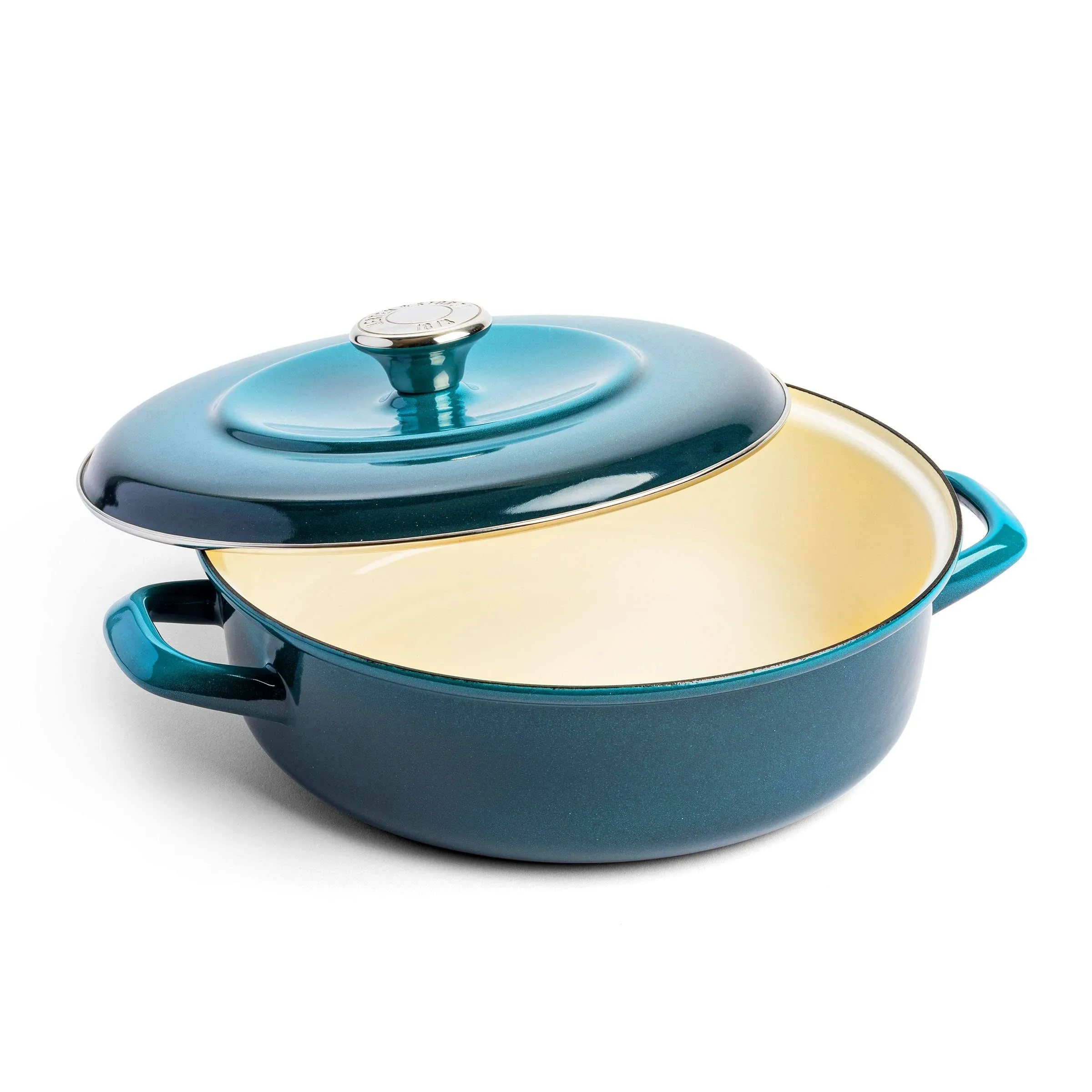 Merten and Storck German Enameled Iron 1873 Aegean Teal Braiser, 4qt