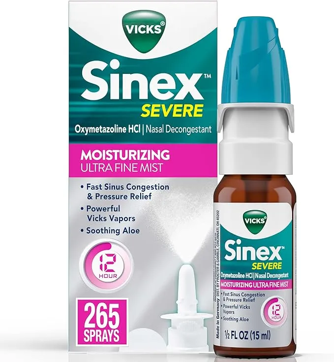 Vicks, Sinex Severe, Bruma humectante ultrafina, 15 ml (0,5 oz. Líq.)