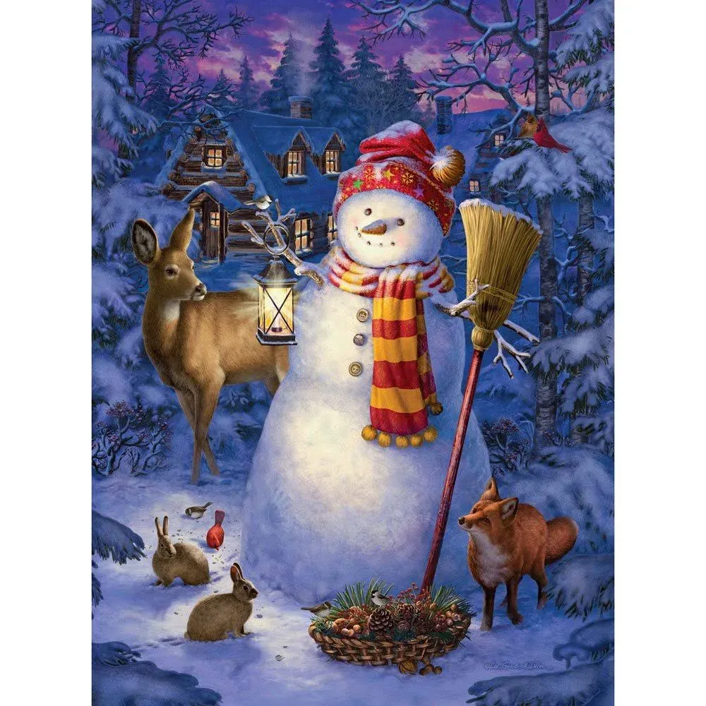 Bits And Pieces Night Watch Snowman Glow In The Dark 1000 Piece Puzzle New