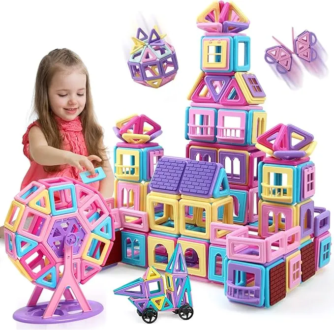 Magnetic Tiles for 3 4 5 6 7 8+ Year Old Boys Girls Magnetic Blocks Building Set for Kids Ages 3-6, Creativity and Educational Construction Toys for