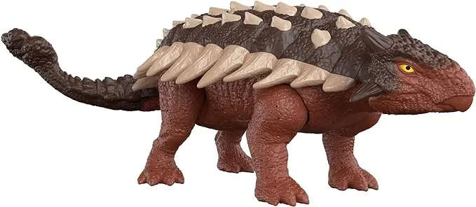 Jurassic World Dominion Roar Strikers Ankylosaurus - Figura de acción de dinosaurio con sonido rugiente y acción de ataque, juguete de regalo físico y juego digital