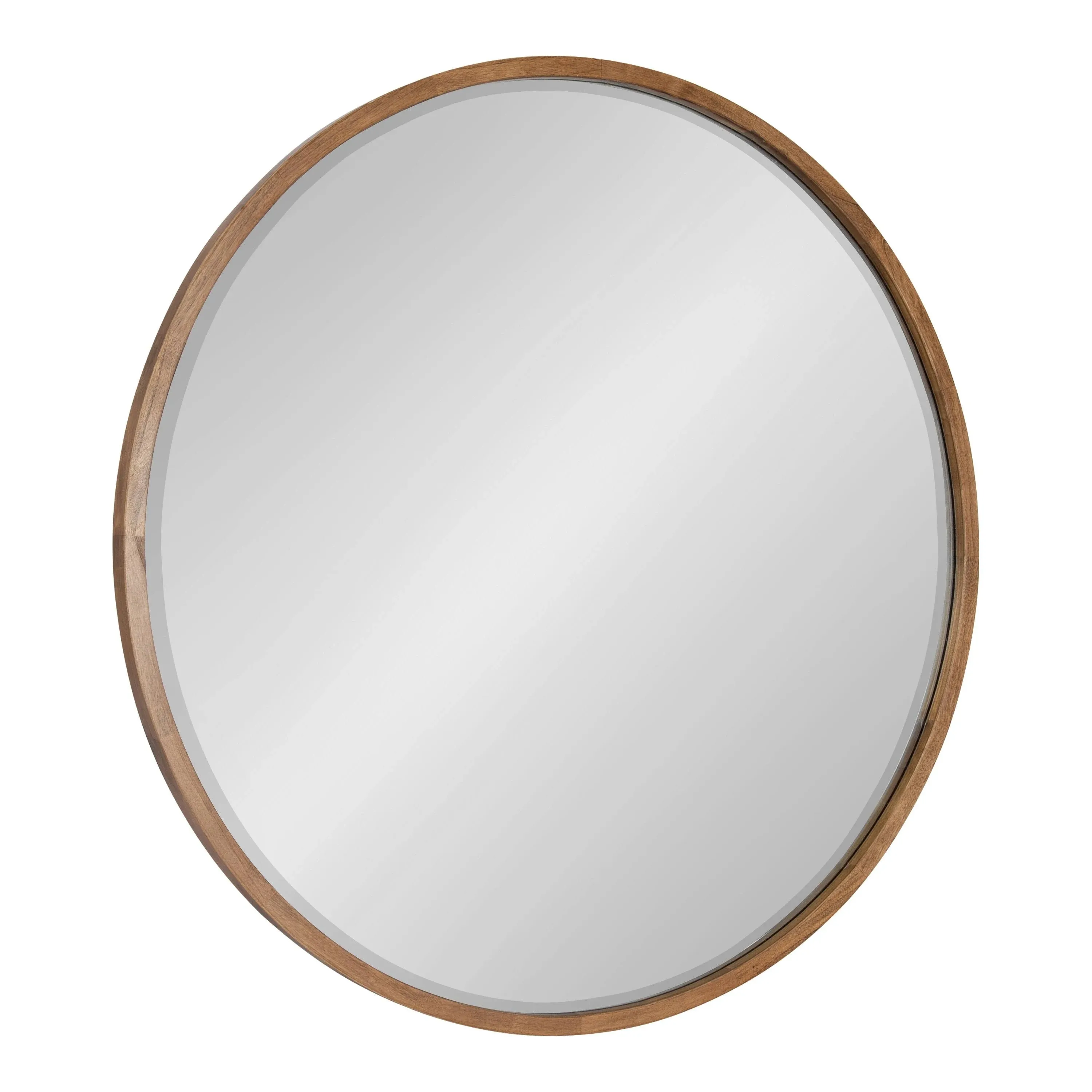 Kate and Laurel McLean Round Wood Framed Wall Mirror - 34" Diameter - Rustic Brown