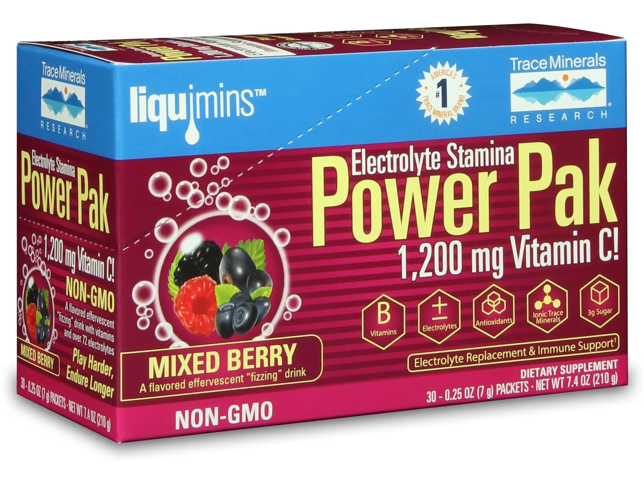 Trace Minerals Electrolyte Stamina Power Pak, Mixed Berry - 30 count, 0.25 oz packets