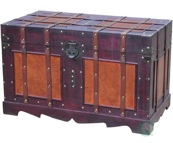 Paisaje Large Antique Style Steamer Trunk Decorative Storage Box