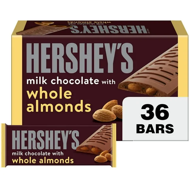 Hershey's Milk Chocolate with Almonds Bar, 1.45 oz, 36 Count