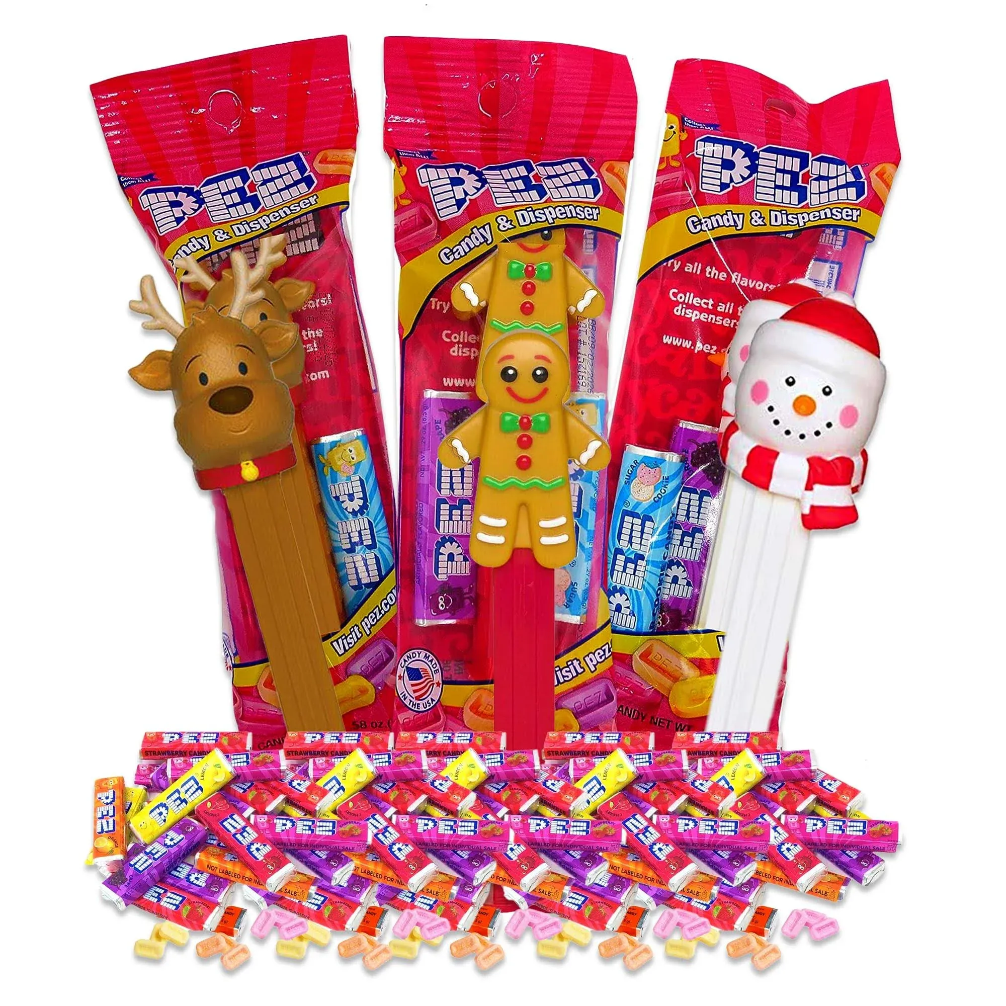 Christmas Pez Candy Dispenser 3 Pack, Assorted Christmas Candy Stocking 