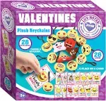 JOYIN 28 Pack Valentines Day Gifts Cards with Expression Face Plush Key-chain, Greeting Cards with Plush for Valentine Classroom Exchange, Kids Party Favor, Game Prizes and School Rewards