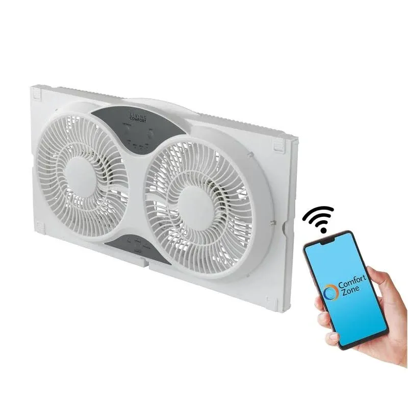 Comfort Zone Living Comfort Smart Wi-Fi Reversible Twin Window Fan