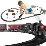 Baby Home Electric Model Train Set with Realistic Train Sound Lights and Smoke 3 Carriages