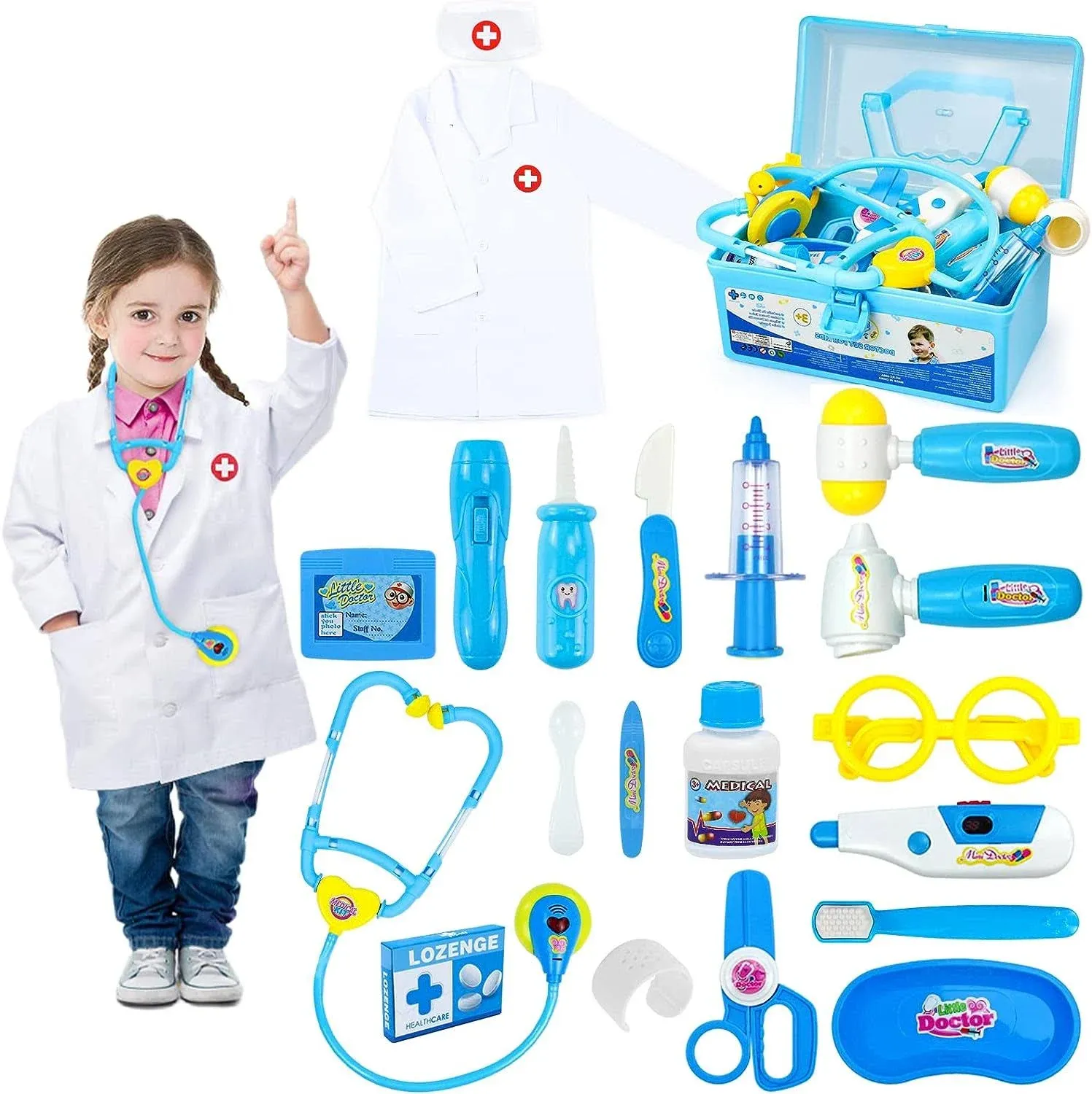 Fajiabao Doctor Kit for Kids with Stethoscope Medical Set Toys Doctor Coat Dress ...