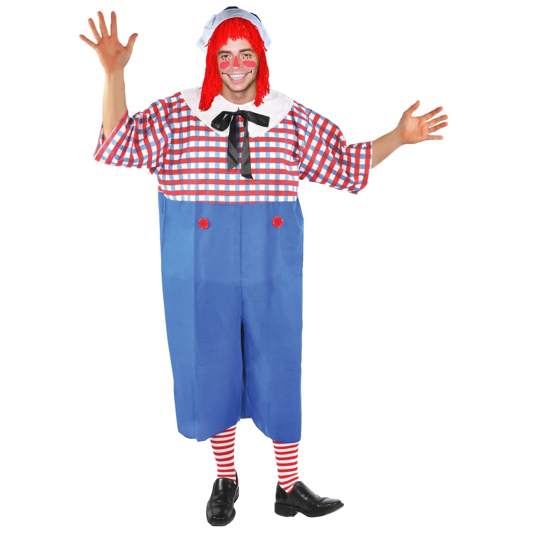 Raggedy Andy Officially Licensed Adult Men's Costume Plus Size Fits to Size 48