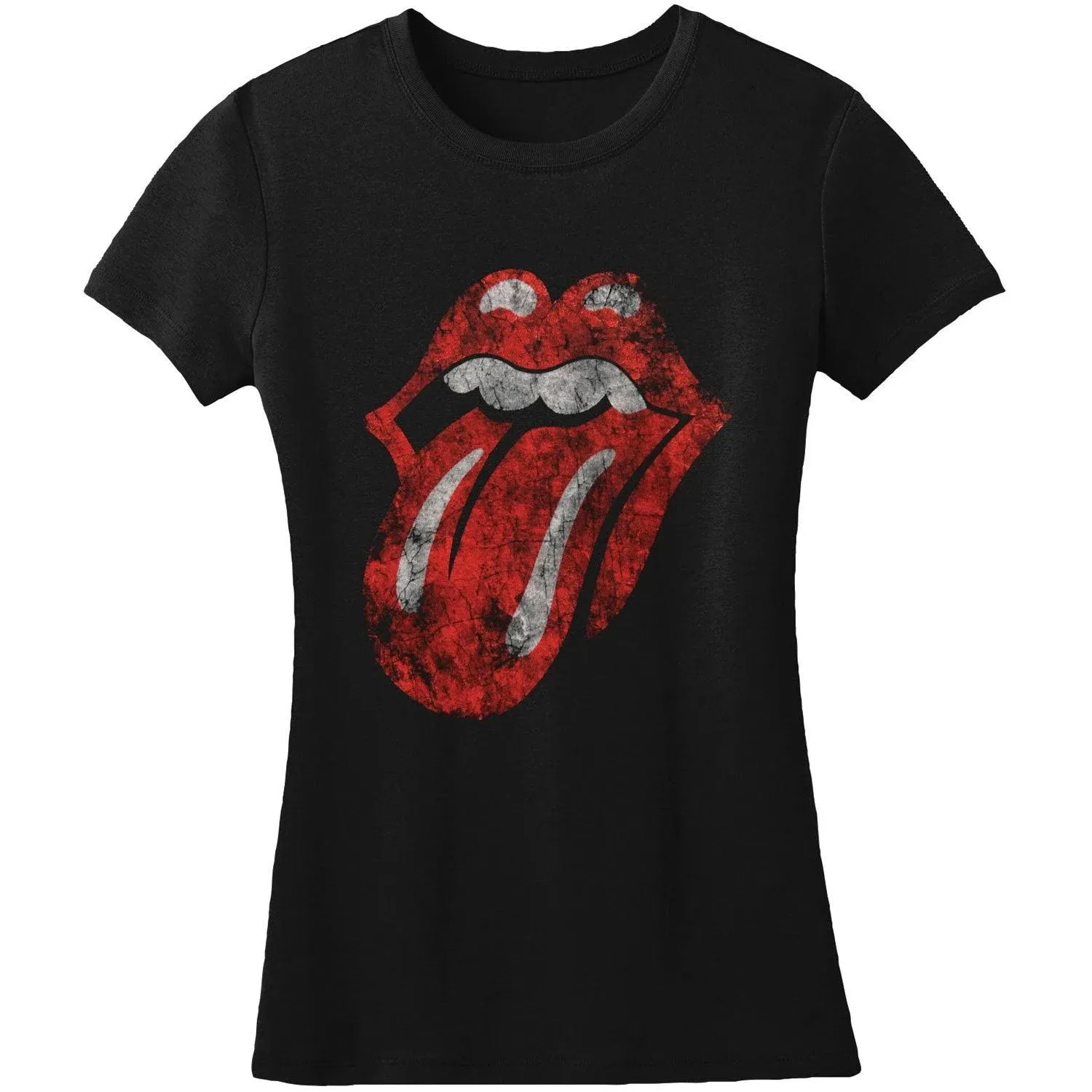 Rolling Stones Distressed Tongue Junior's T-Shirt - Small