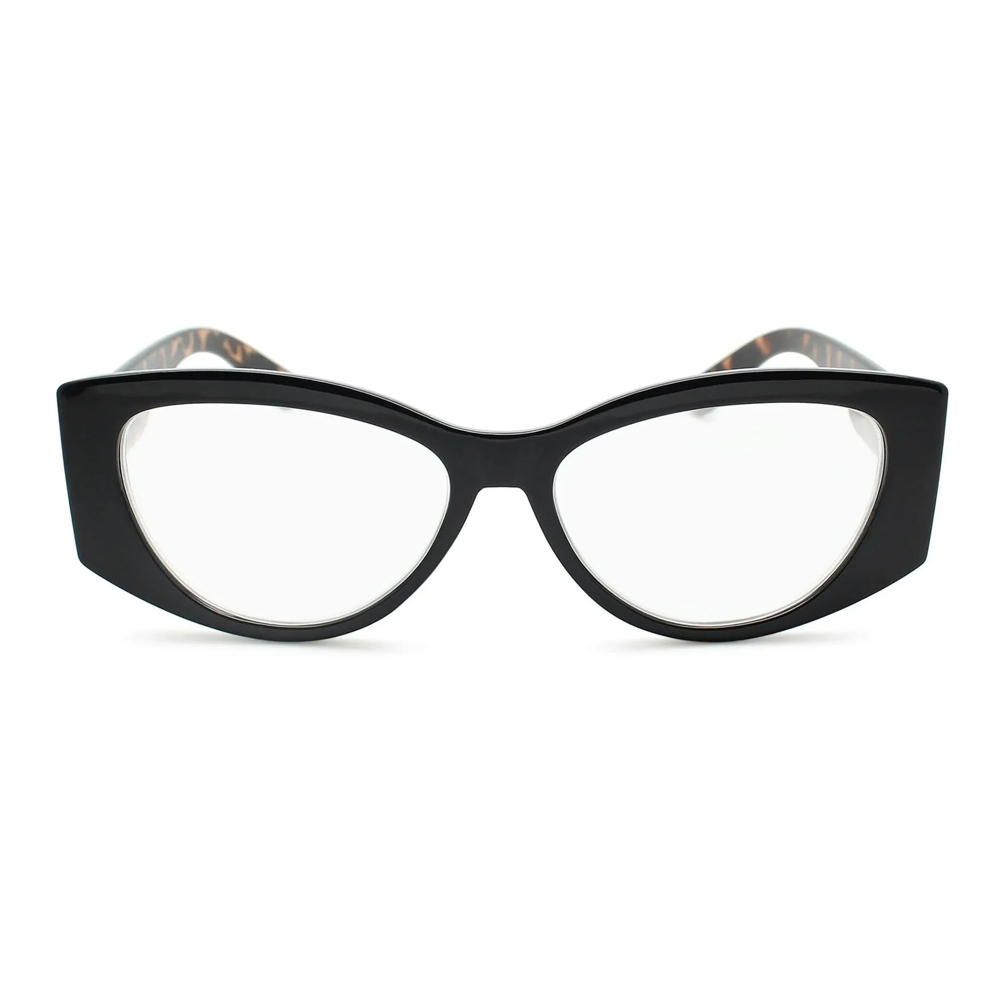 Vogue Oversized Cat Eye Reading Glasses by 2SeeLife, Black / +3.50