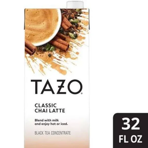 TAZO Organic Chai Latte, Black Tea Concentrate, Easy to Serve Chai Tea for Every