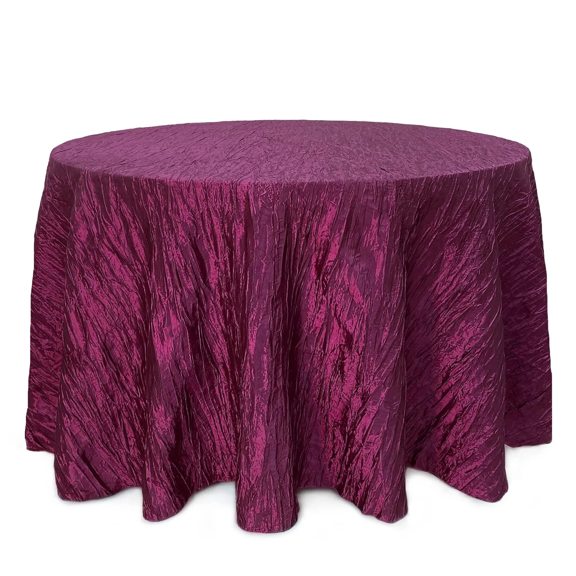 Your Chair Covers - 120 inch Round Crinkle Taffeta Tablecloth Eggplant, Round 5