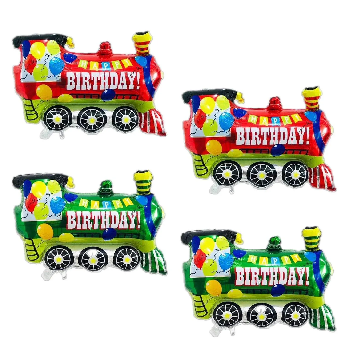 4pcs Jumbo Colorful Train Foil Balloons -Colorful Train Themed Party Supplies ...