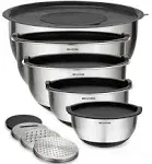 Mixing Bowls with Lids Set of 5 - Nesting Bowls with Airtight Lids and Grater...