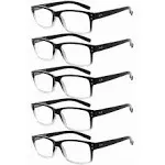 Eyekepper 5-Pack Spring Hinges Vintage Reading Glasses Men Readers Black Frame Tortoise Arms +1.0