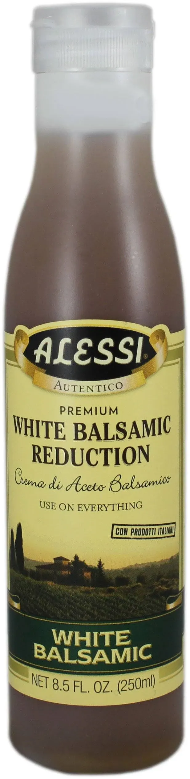 Alessi Balsamic Vinegar Reduction, Autentico from Italy, Ideal on Caprese Salad, Fruits, Cheeses, Meats, Marinades, White Balsamic (White Balsamic, 8.5 Fl Oz (Pack of 6))