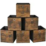 SONGMICS Set of 6 Storage Foldable Cubes, Oxford Fabric Rustic Brown / S (10.2 x 10.2 x 11 inches)