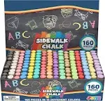 160 PCS Washable Sidewalk Chalks Set Non-Toxic Jumbo Chalk for Outdoor Art 