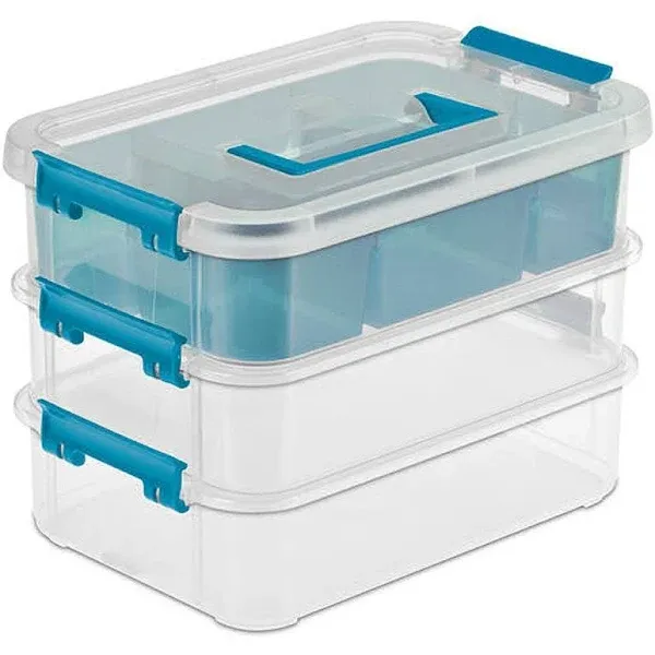 Sterilite Stack & Carry 3 Layer Handle Box & Tray