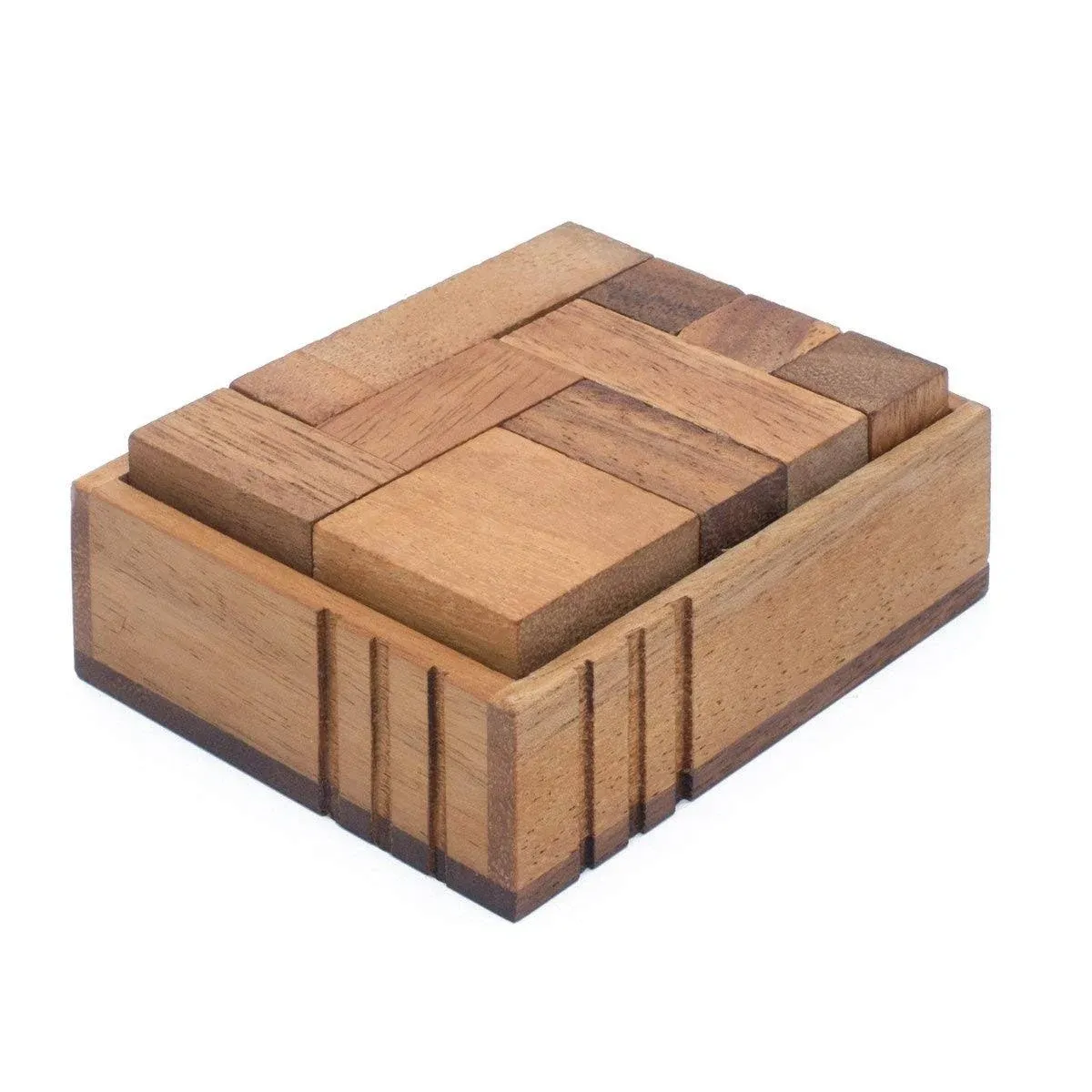 SiamMandalay Challenge Box: Handmade & Organic 3D Brain Teaser Wooden Puzzle for ...