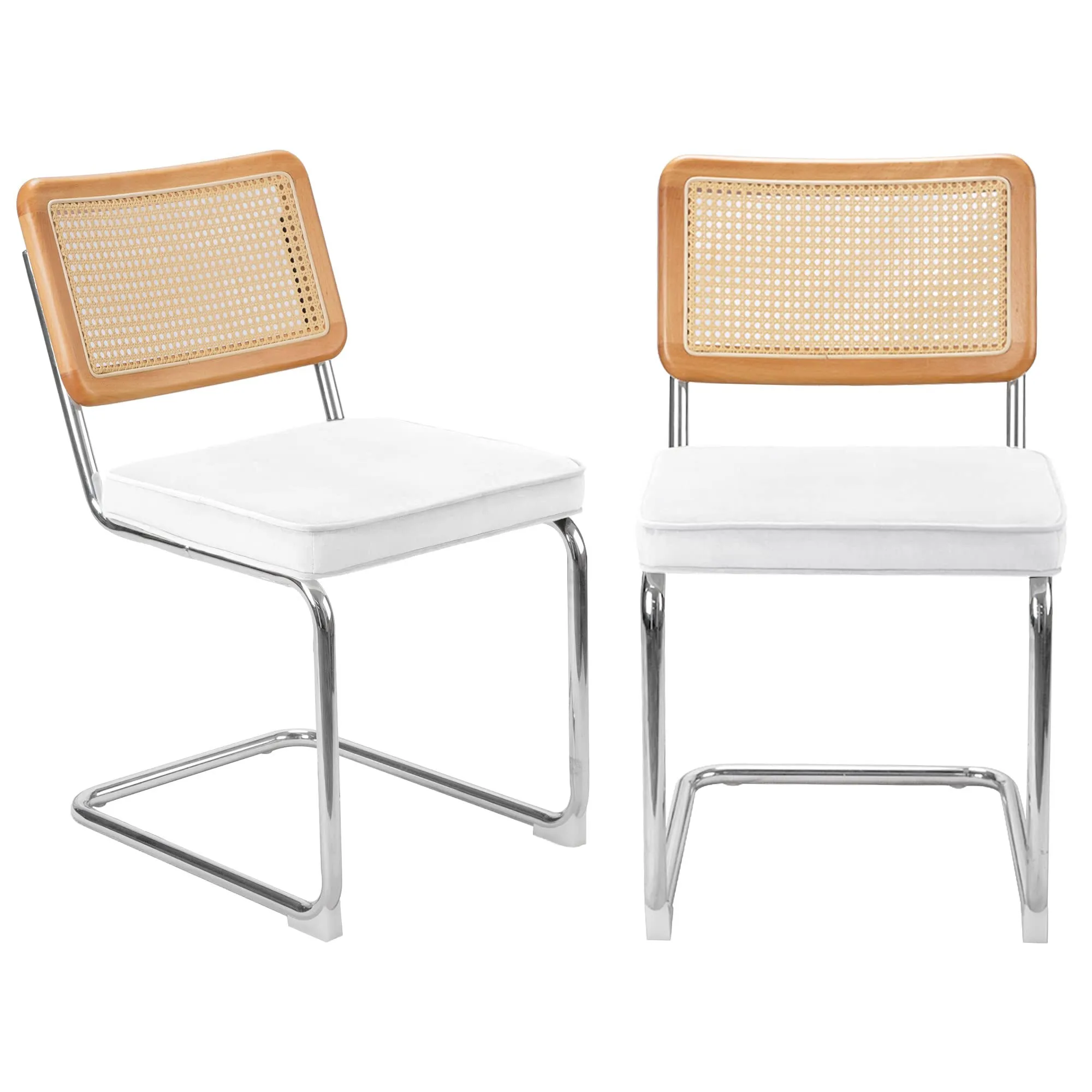 Meetleisure Rattan Dining Chair Set of 2, Mid-Century Modern Chairs with Metal ...