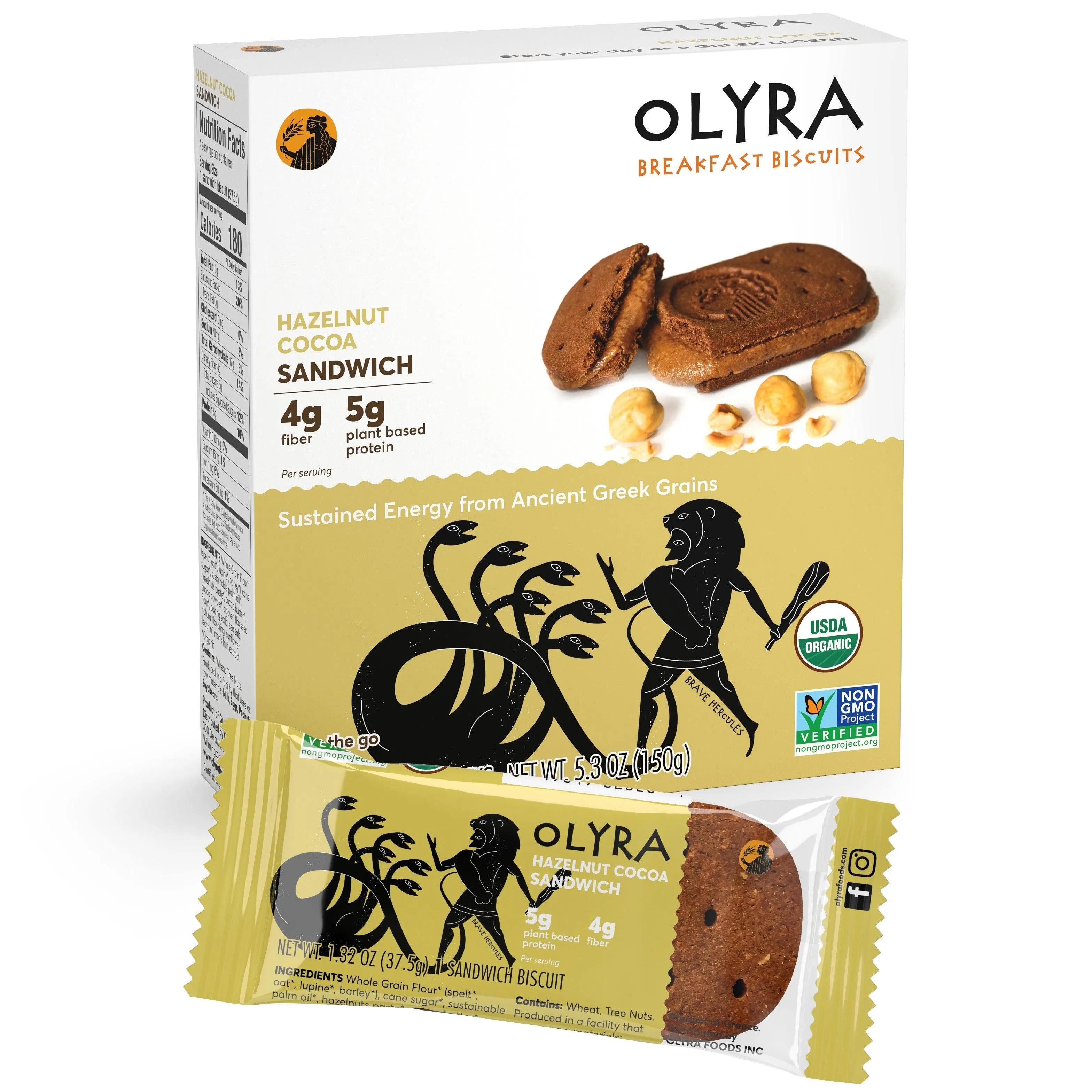 Olyra Breakfast Biscuits, Hazelnut Cocoa Sandwich