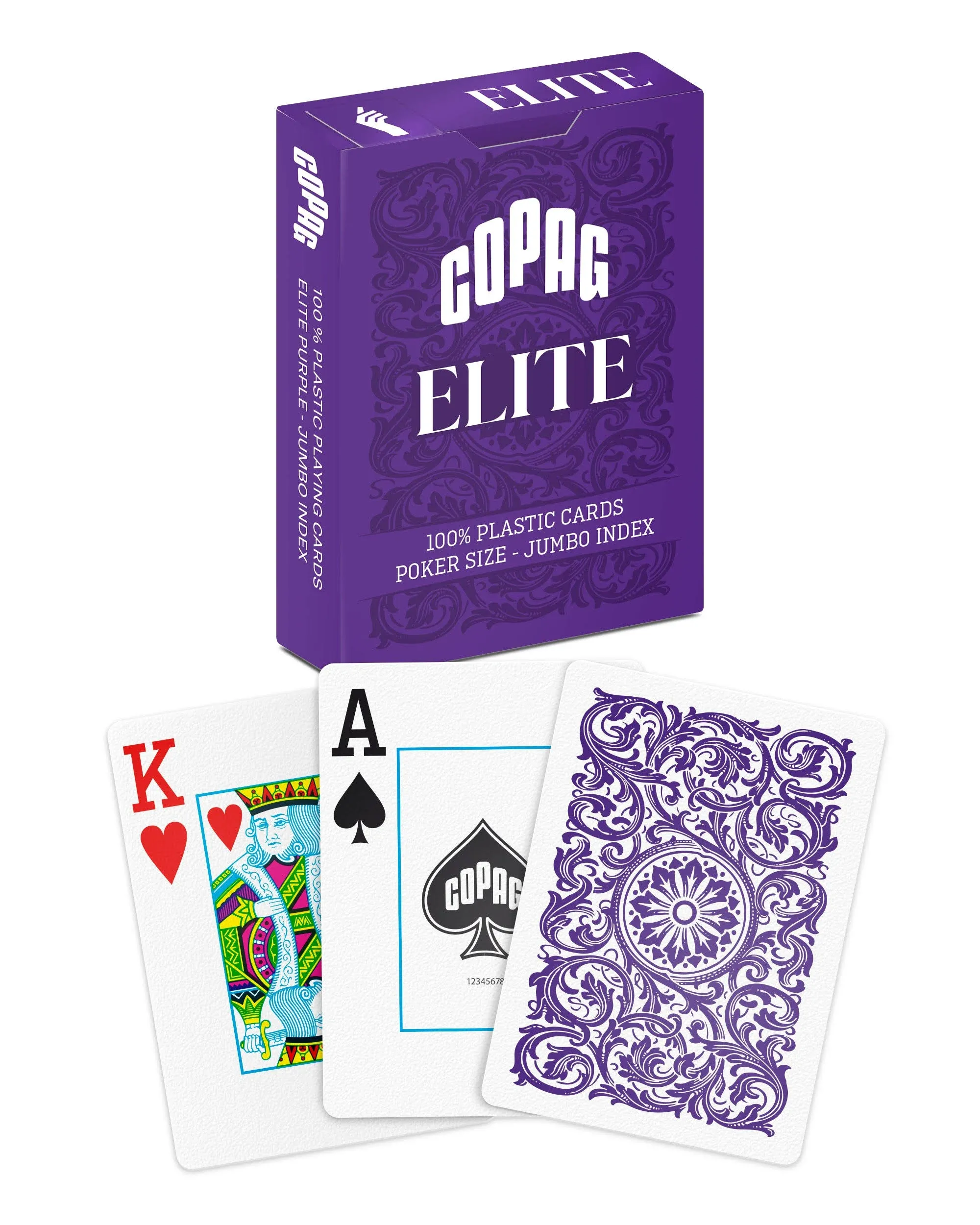 Copag Elite 100% Plastic Playing Cards, Poker Size (Standard) Jumbo Index Single Deck (Purple)