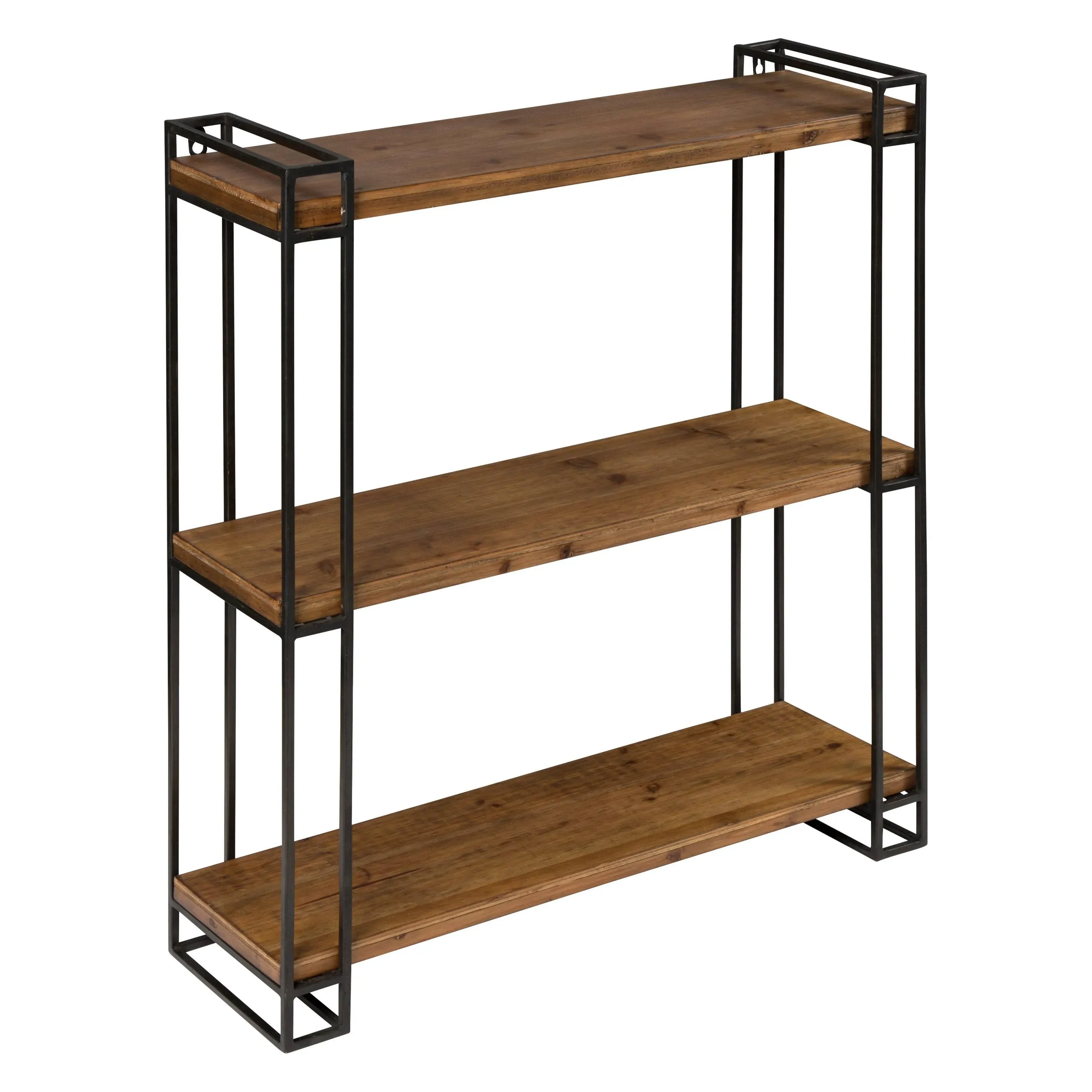 Kate and Laurel Lintz Wood and Metal Floating Wall Shelves - 26x30.5 - Rustic Brown