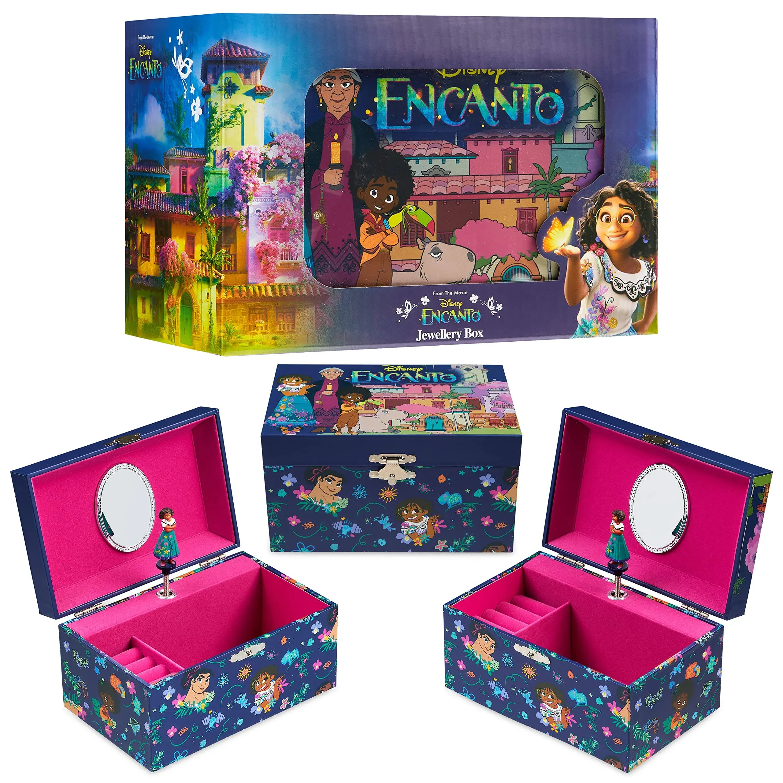 Disney Encanto Musical Jewellery Box for Girls Princess Frozen Storage Box with Spinning Mirabel The Little Mermaid Ariel Elsa Music Box, Gifts for Girls