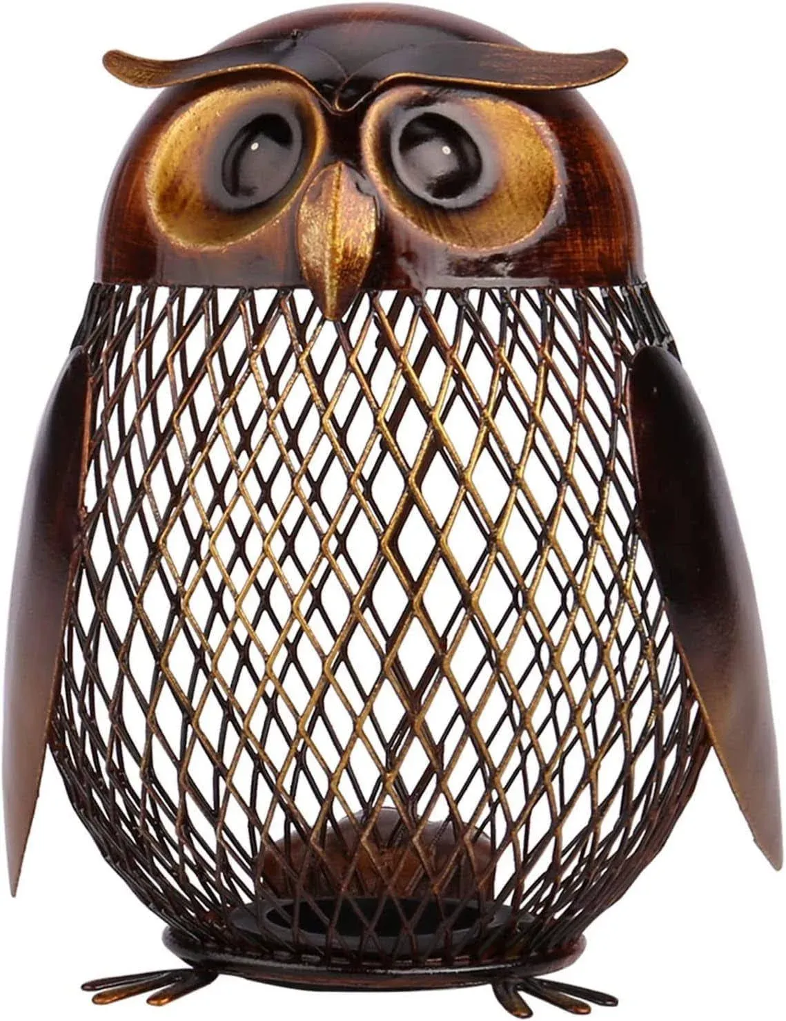 Piggy Bank Owl Figurine Money Box Metal Coin Saving Home Decoration Crafts Gift