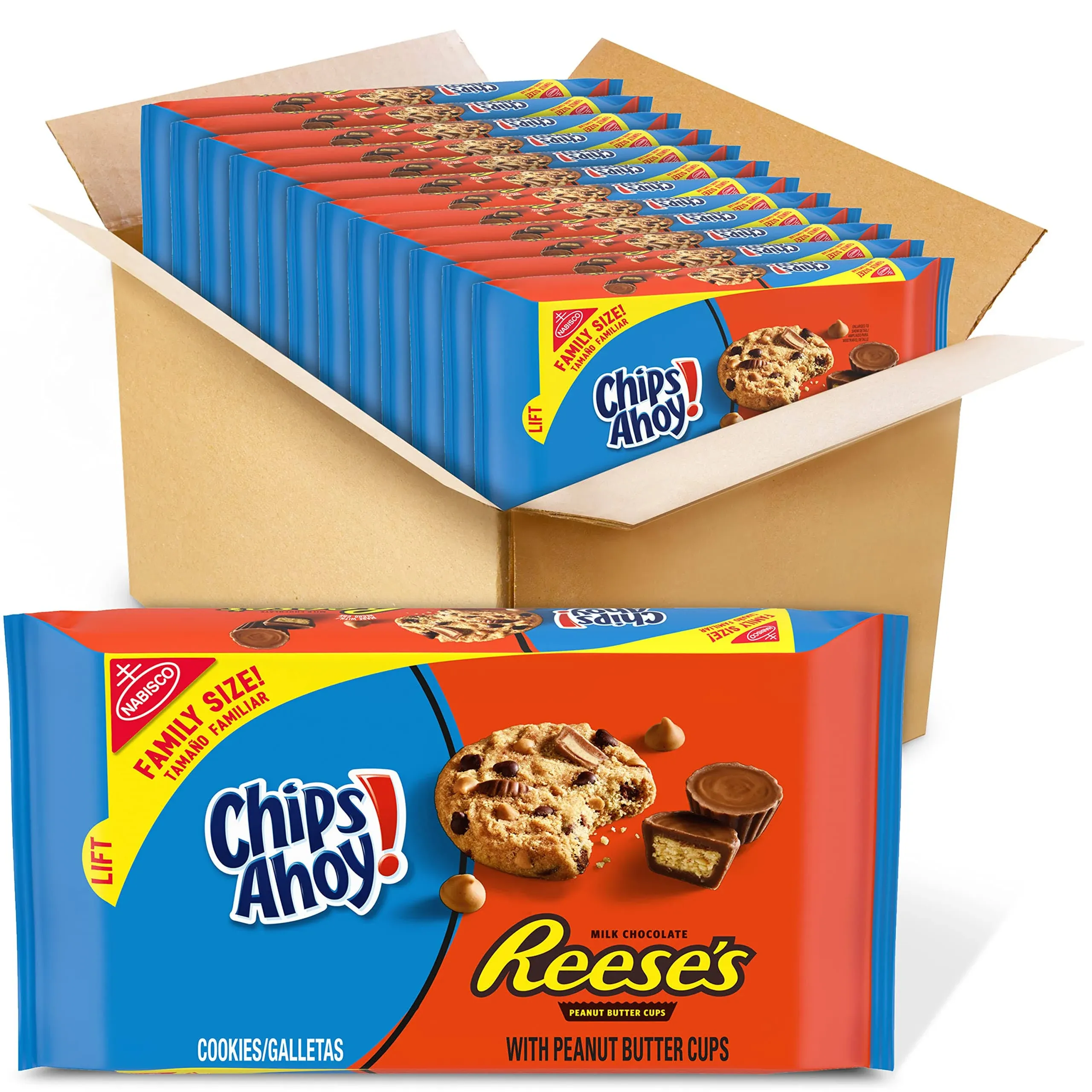 CHIPS AHOY! Cookies with Reese’s Peanut Butter Cups, 14.25 Ounce (Pack of 12) 