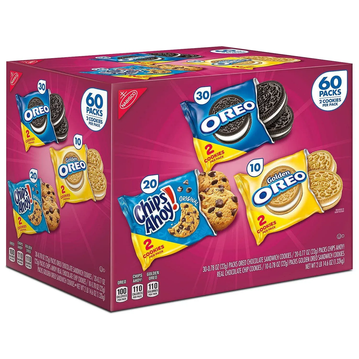 Nabisco Sweet Treats Cookie Variety Pack, OREO and CHIPS AHOY! (60 pk.)