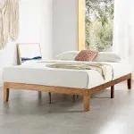 Mellow Naturalista Classic 12 inch Solid Wood Platform Bed with Wooden Slats, Cal King, Natural Pine