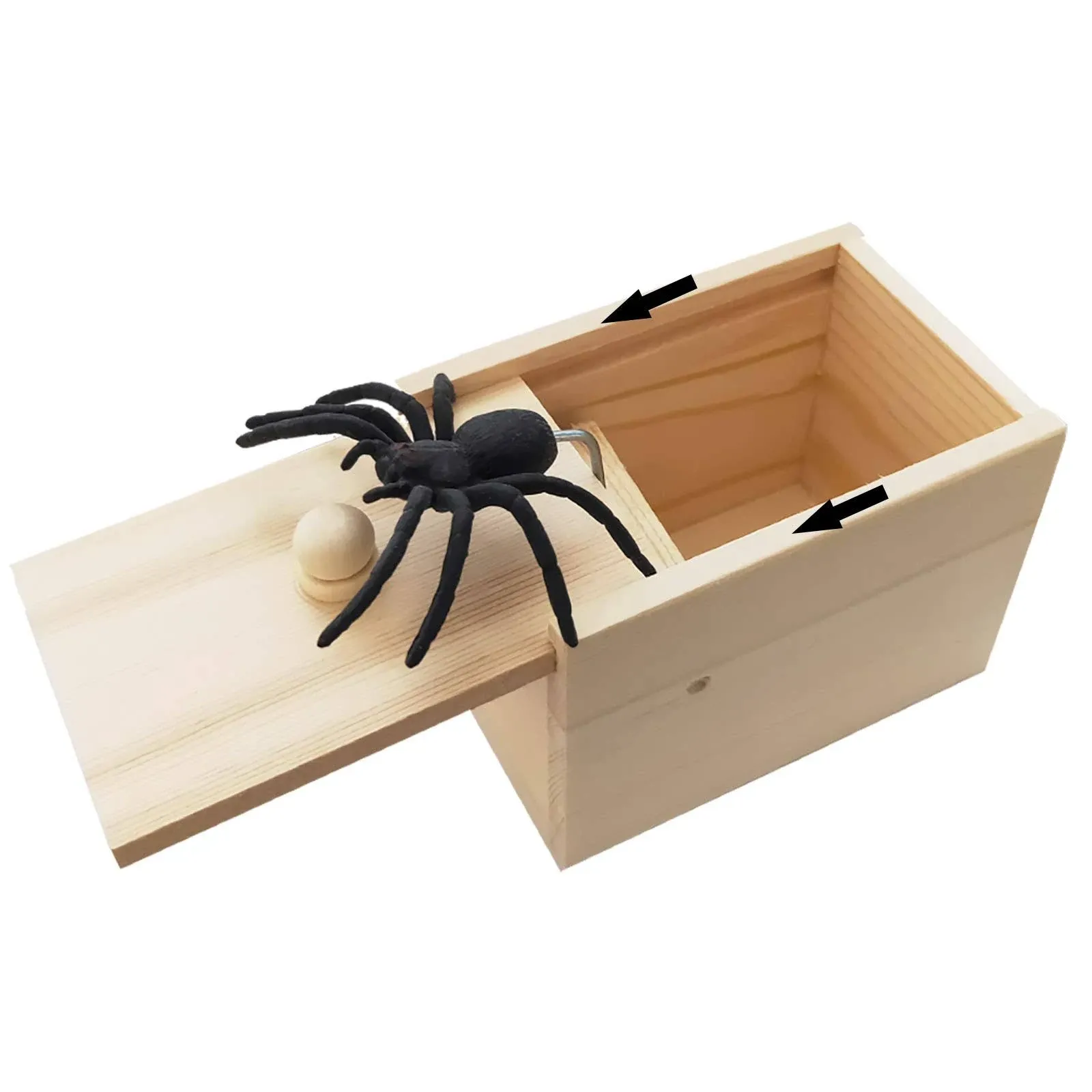  Original Spider Scare Prank Box, Hilarious Wooden Scare Box,Handmade Fun Joke 