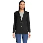 Lands' End Women's Fine Gauge Cotton Button Front Blazer Sweater - Black