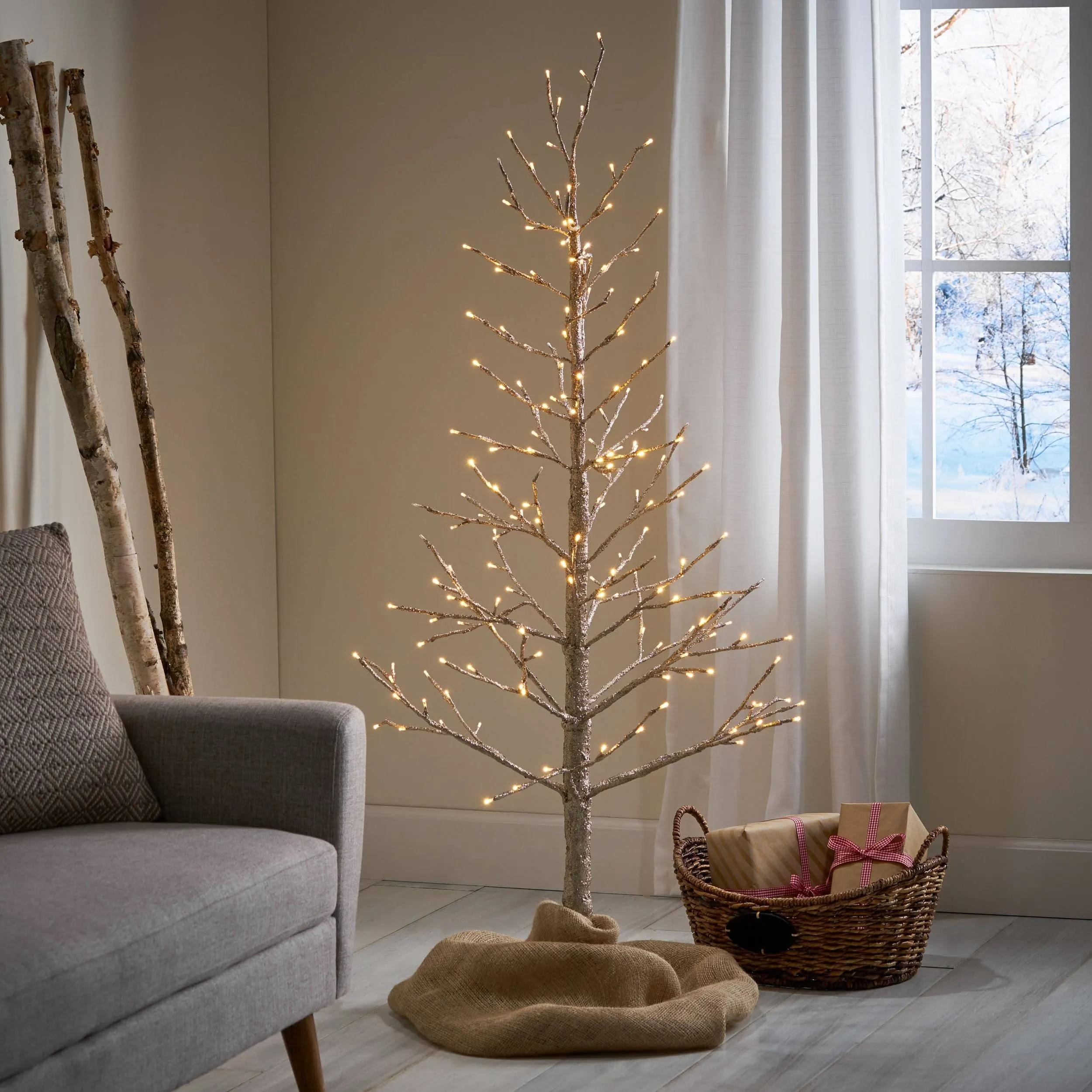 Christopher Knight Home LED Tree, Champagne Glitter