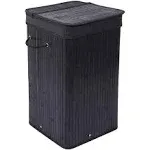 BIRDROCK HOME Square Laundry Hamper with Lid and Cloth Liner, Medium Basket with Soft Handles, Durable Collapsible Fabric Bin for Clothes,Towels, Dorm, Narrow Closet, Bedroom, Dirty Laundry - Espresso