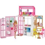 Barbie Fold &amp; Go Fully Furnished Doll House w/ Doll &amp; Puppy