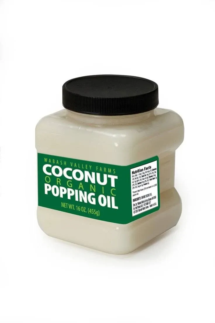 Organic Coconut Oil for Popcorn - Wabash Valley Farms Organic Coconut Popcorn Oil, Refined Coconut Oil for Cooking Popcorn, Movie Theater Popcorn Oil, Deliciously Pure Coconut Oil (16 oz)