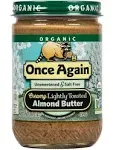 Once Again Organic Almond Butter, Creamy Lightly Toasted - 16 oz jar