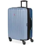 Swissgear 8028 Hardside Expandable Spinner Luggage, Light Blue/Navy, Checked-Medium 24-Inch