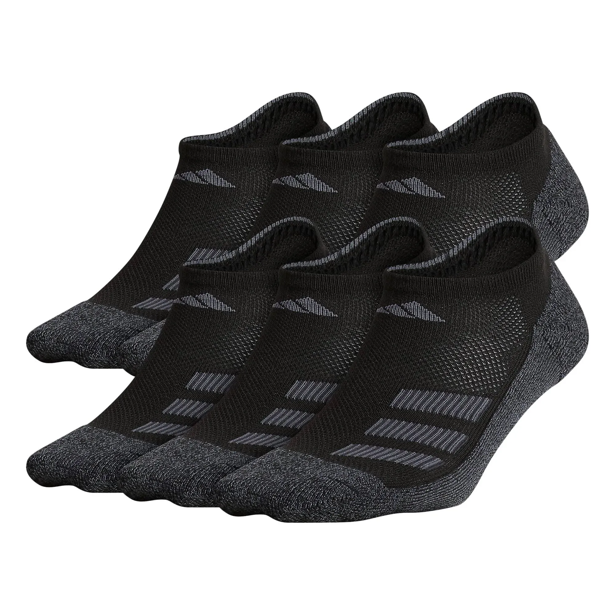 Adidas Cushioned Angle Stripe No-Show Socks 6 Pairs Black