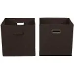 Household Essentials Fabric Storage Bins 2 Piece Set, Chocolate Brown