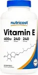 Nutricost
           Vitamin E -- 400 IU - 240 Softgels
        
        
        
        
        
          
          SKU #: 810014679563
          
            Shipping Weight:
              0.43 lb
            
          
          
            Servings:
              240