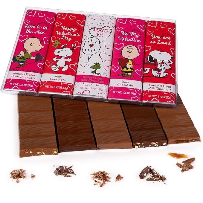 Peanuts Chocolate Valentine&#039;s Day Variety Gift Pack Snoopy Gourmet Bar Snack ...