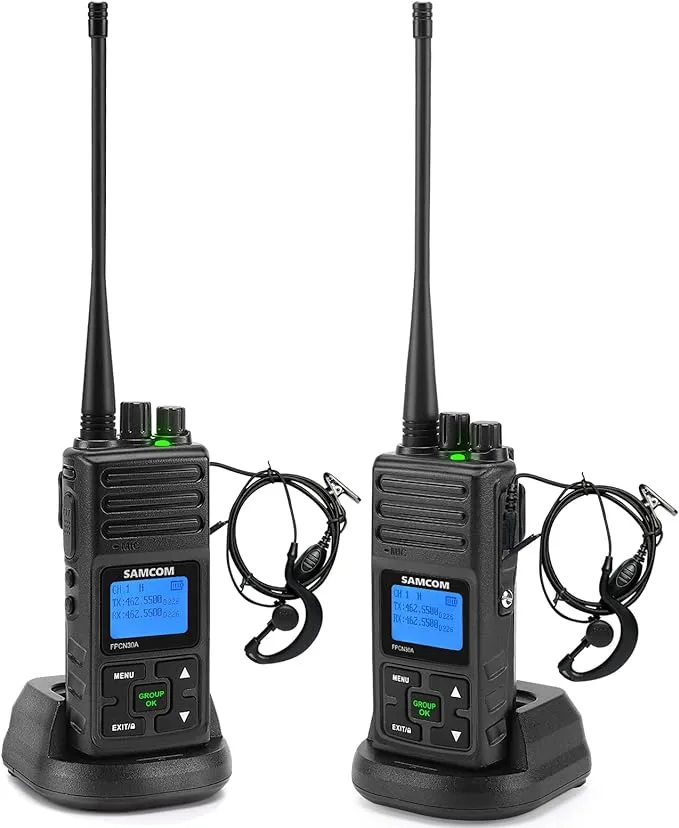 SAMCOM 5W High Power Two Way Radio,Heavy Duty Walkie Talkies for Adults Long Range with Earpieces,professional UHF 2-Way Radio Rechargeable with 1500