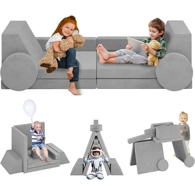 Kids Couch 12pcs, Linor Modular Toddler Couch for Playroom, Dutch Velvet ...